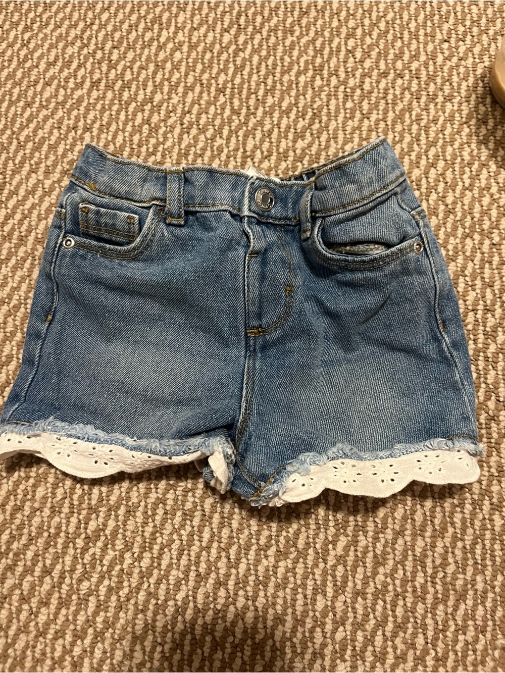Girls 3T Denim Shorts with Eyelet Trim
